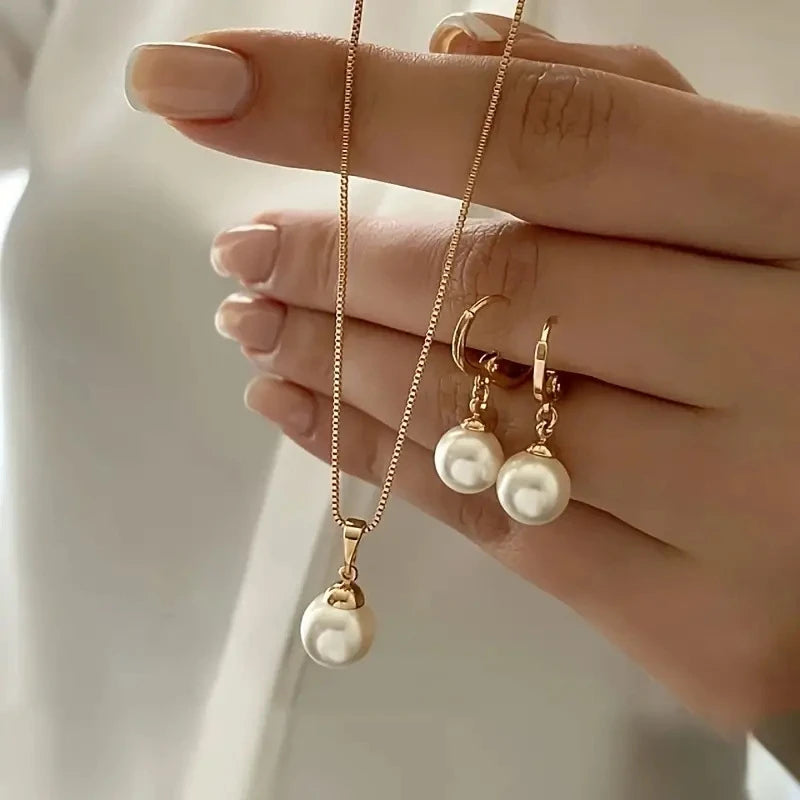 Pearl necklace and earrings
