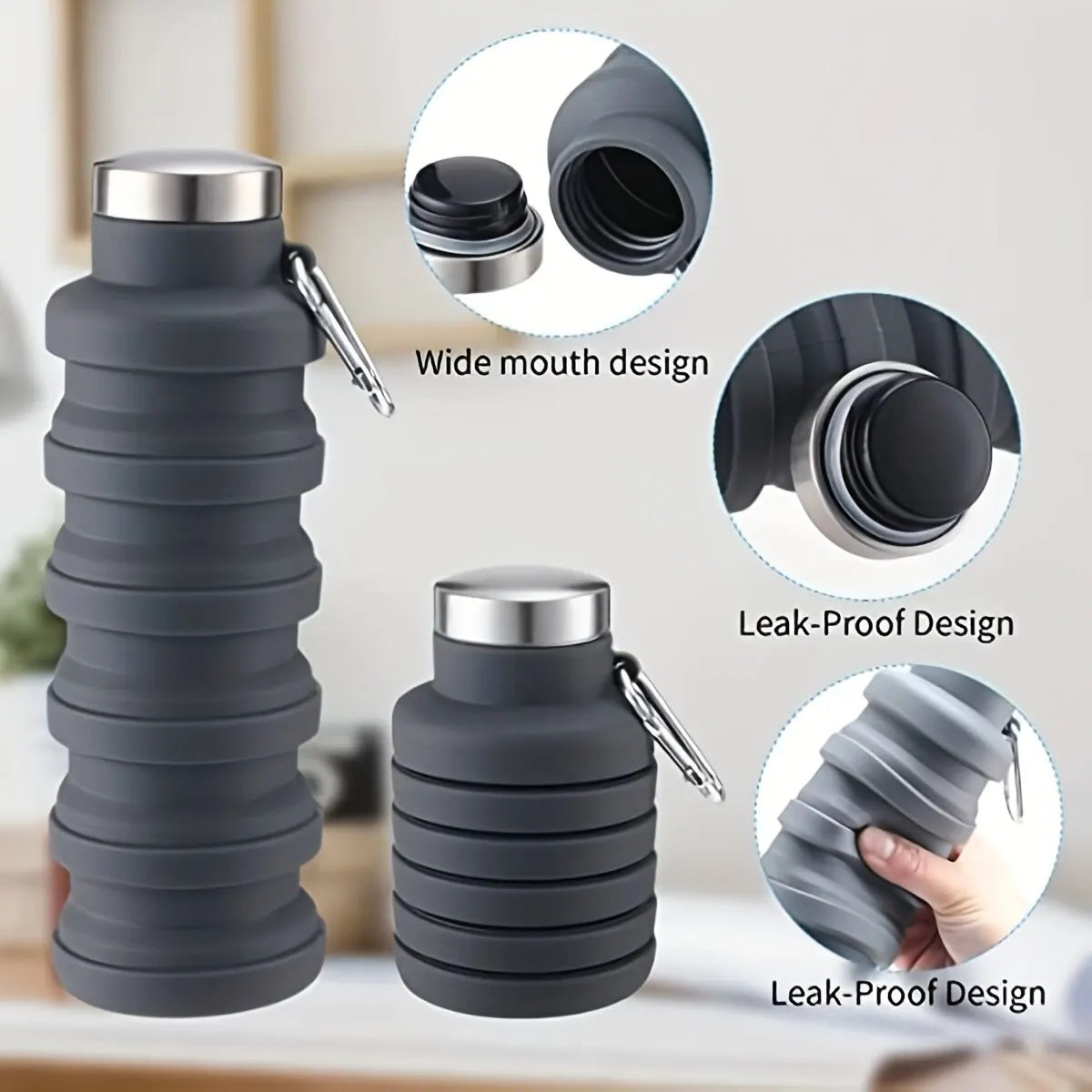 Collapsible Water Bottle, Silicone Foldable Bottles