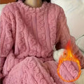 Soft Coral Velvet Jacquard Warm Pajama Set