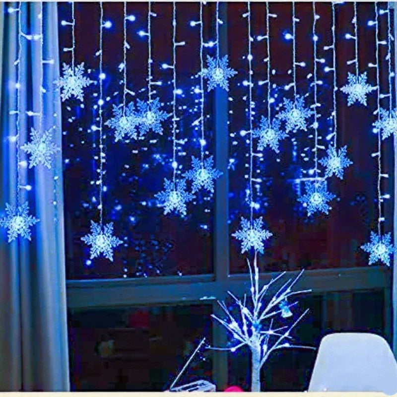 LED Snowflake Curtain String Lights