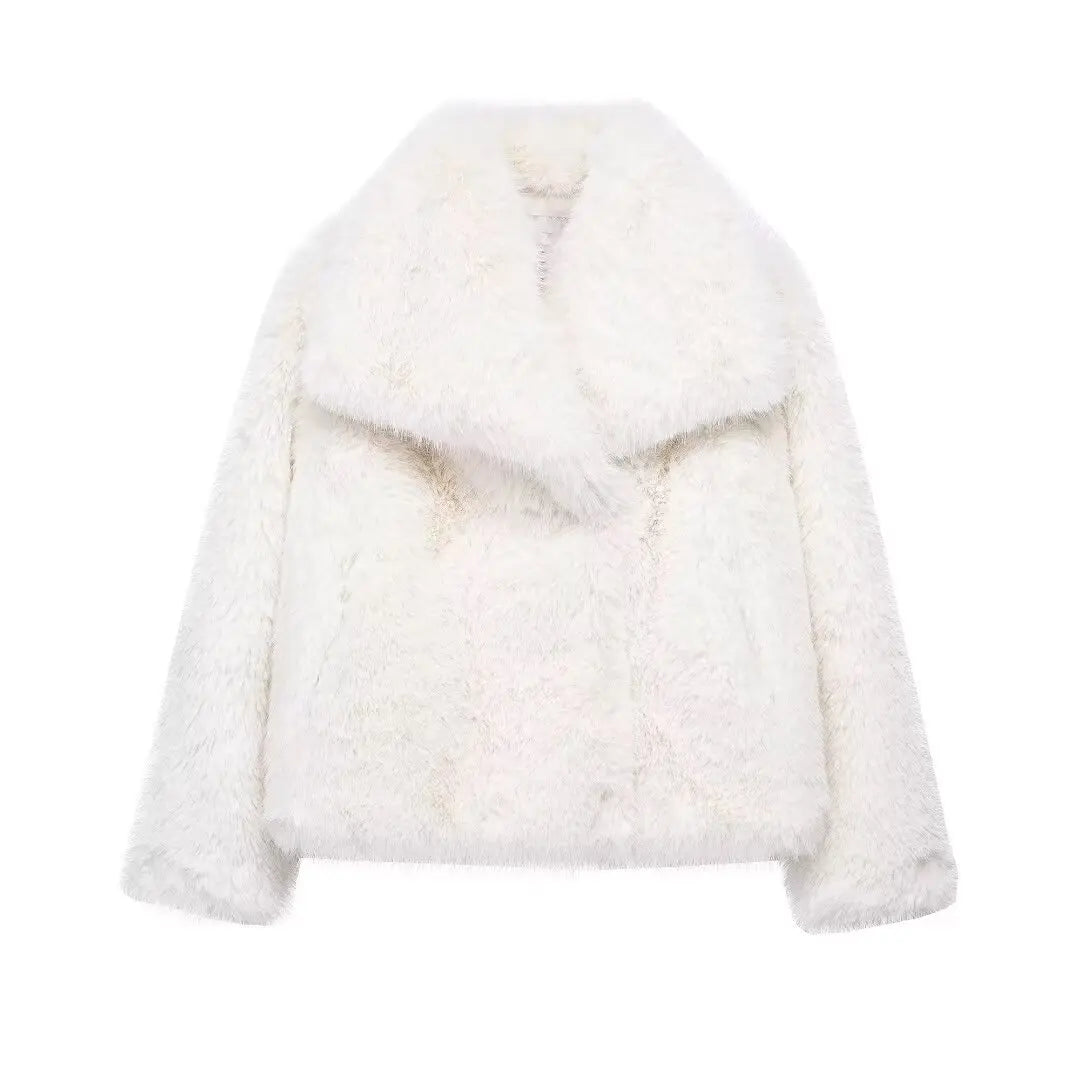 Cropped Faux Fur  Coat