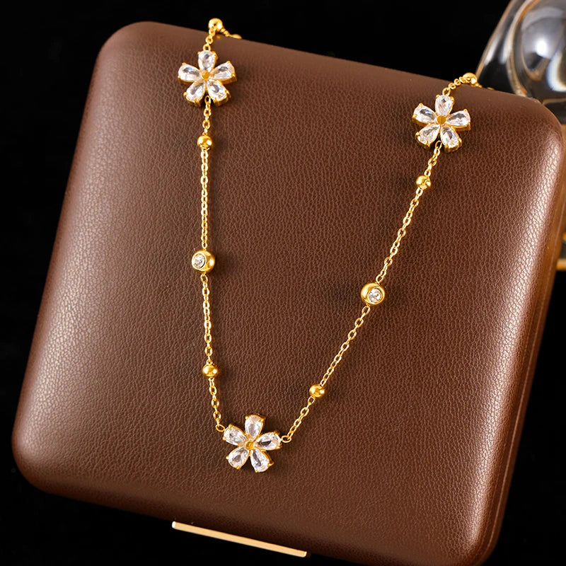 Stainless Steel Clover Flower Necklace