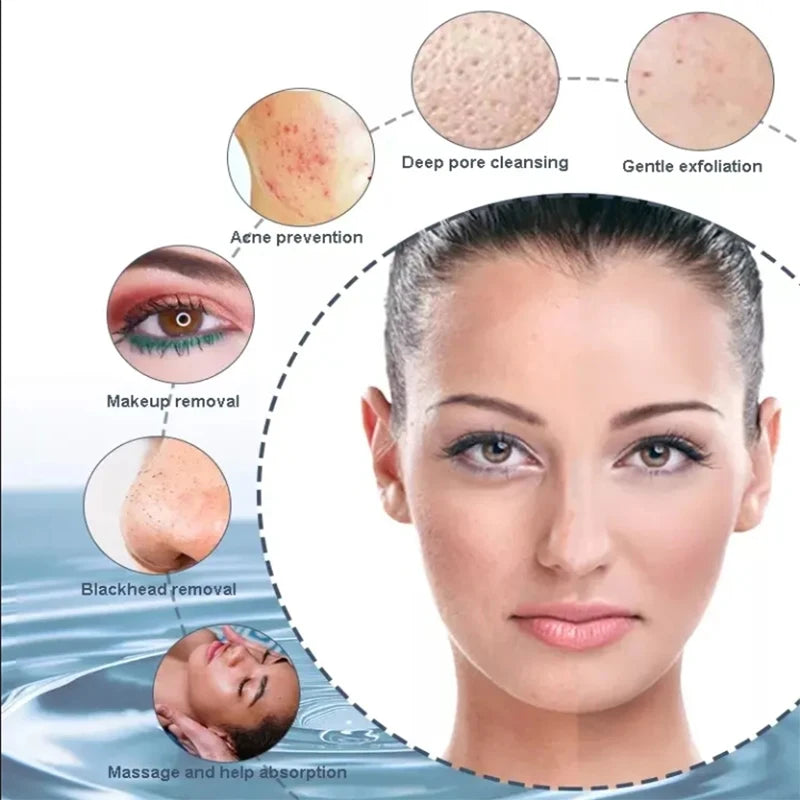 Portable 6-in-1 silicone electric Cleansing facial exfoliating brush