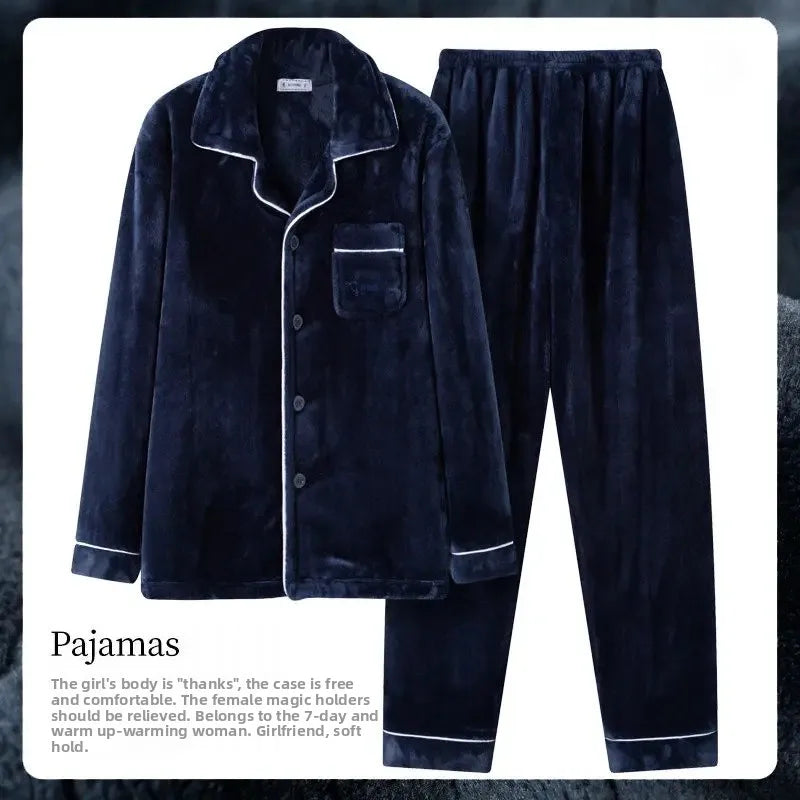 Men's Coral long sleeve Fleece Pajamas