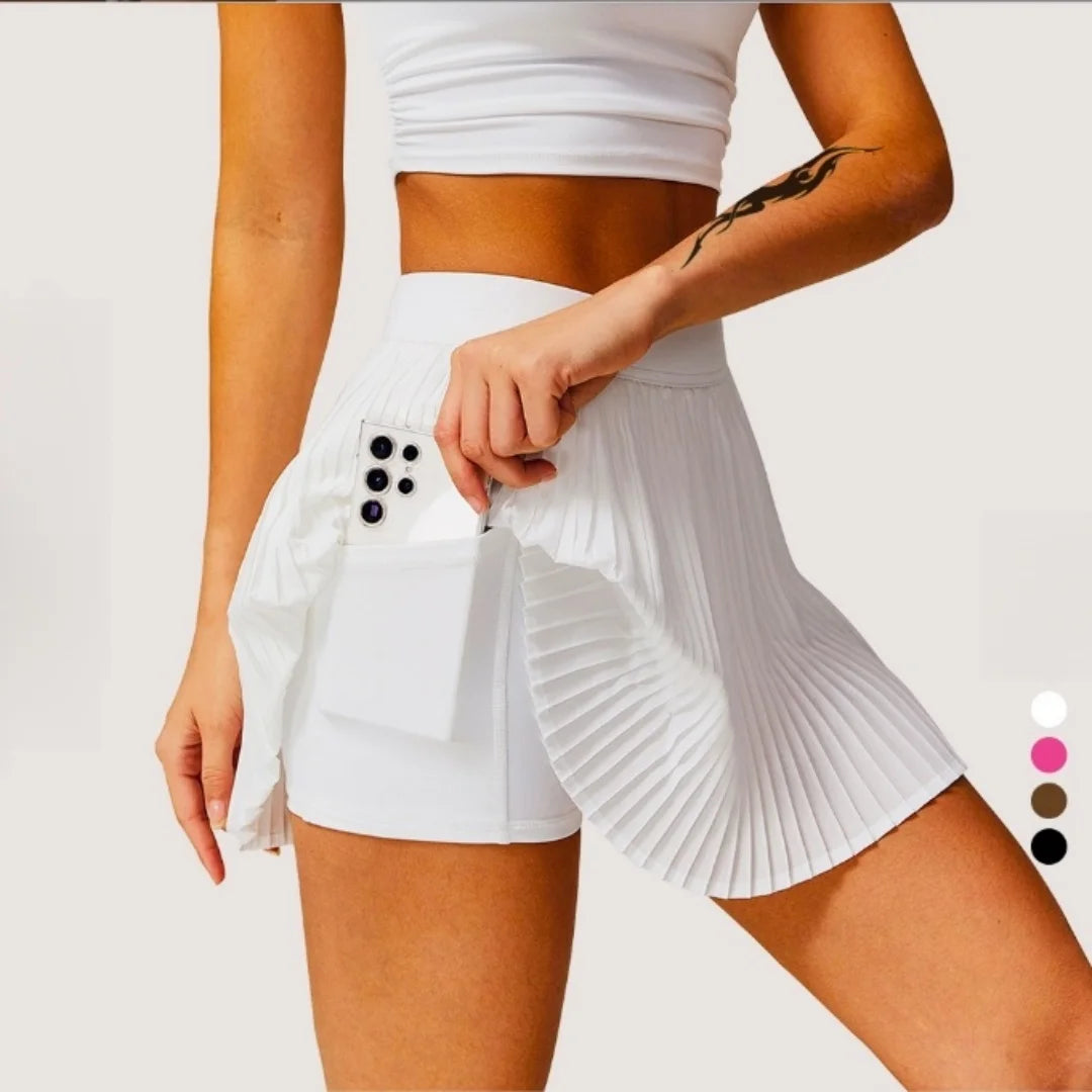 2-in-1 pleated golf tennis skirt with inner pocket