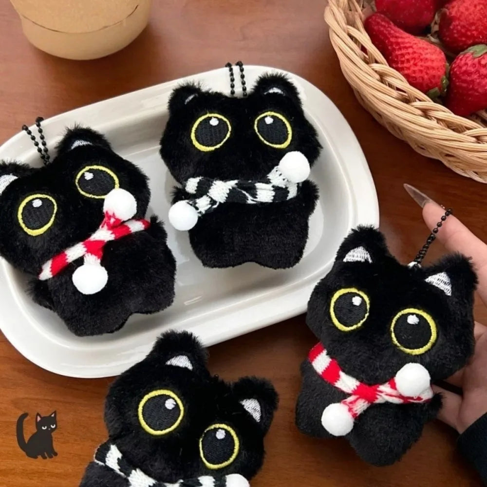 Cute Black Cat Plush Toy with Keychain