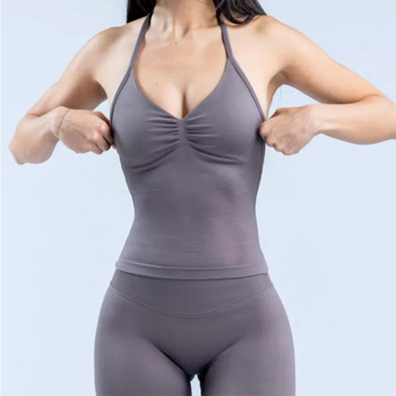 Gym Open Back Top an leggings set