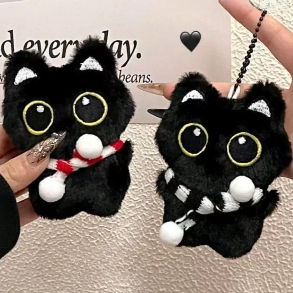 Cute Black Cat Plush Toy with Keychain
