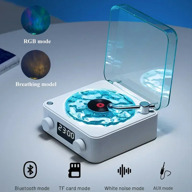 Retro Waves Vinyl Player Bluetooth Speaker with White Noise