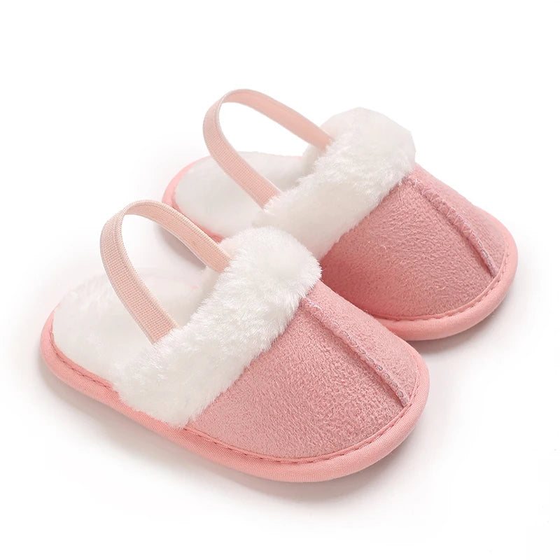 baby cotton slippers with plush insulation