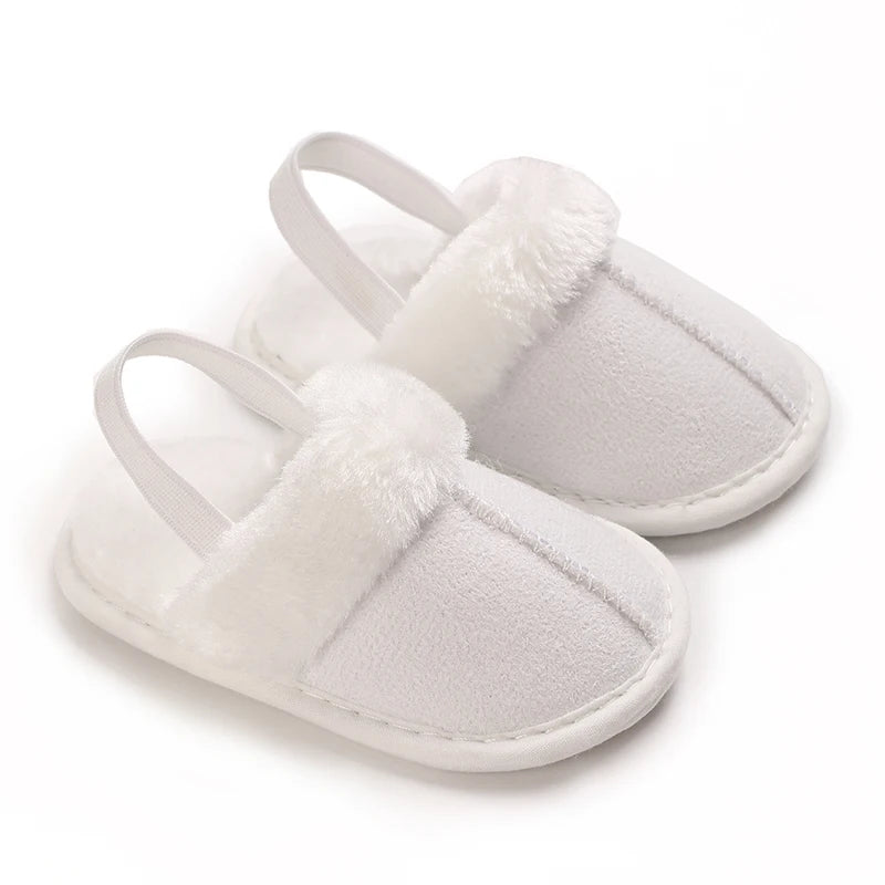 baby cotton slippers with plush insulation