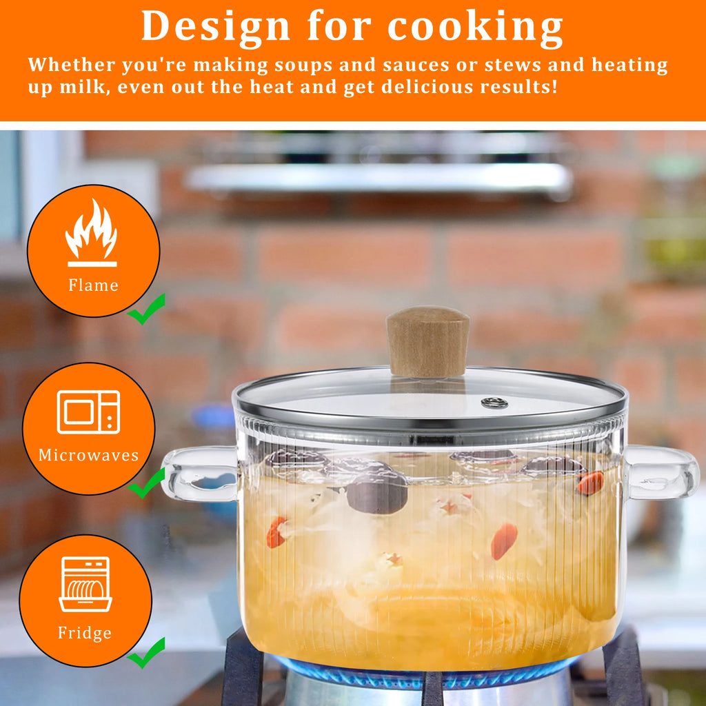 Glass Saucepan Clear Cooking Pot
