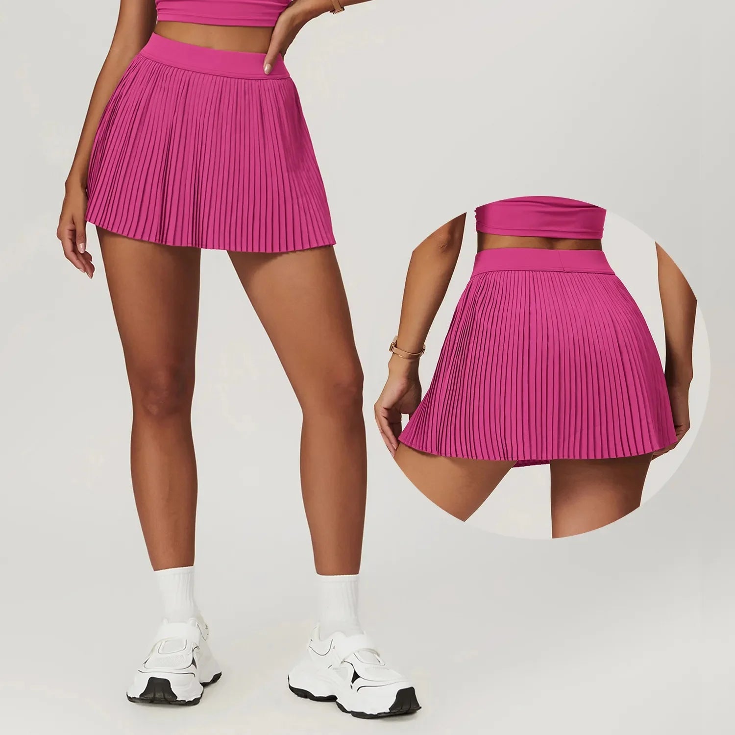 2-in-1 pleated golf tennis skirt with inner pocket