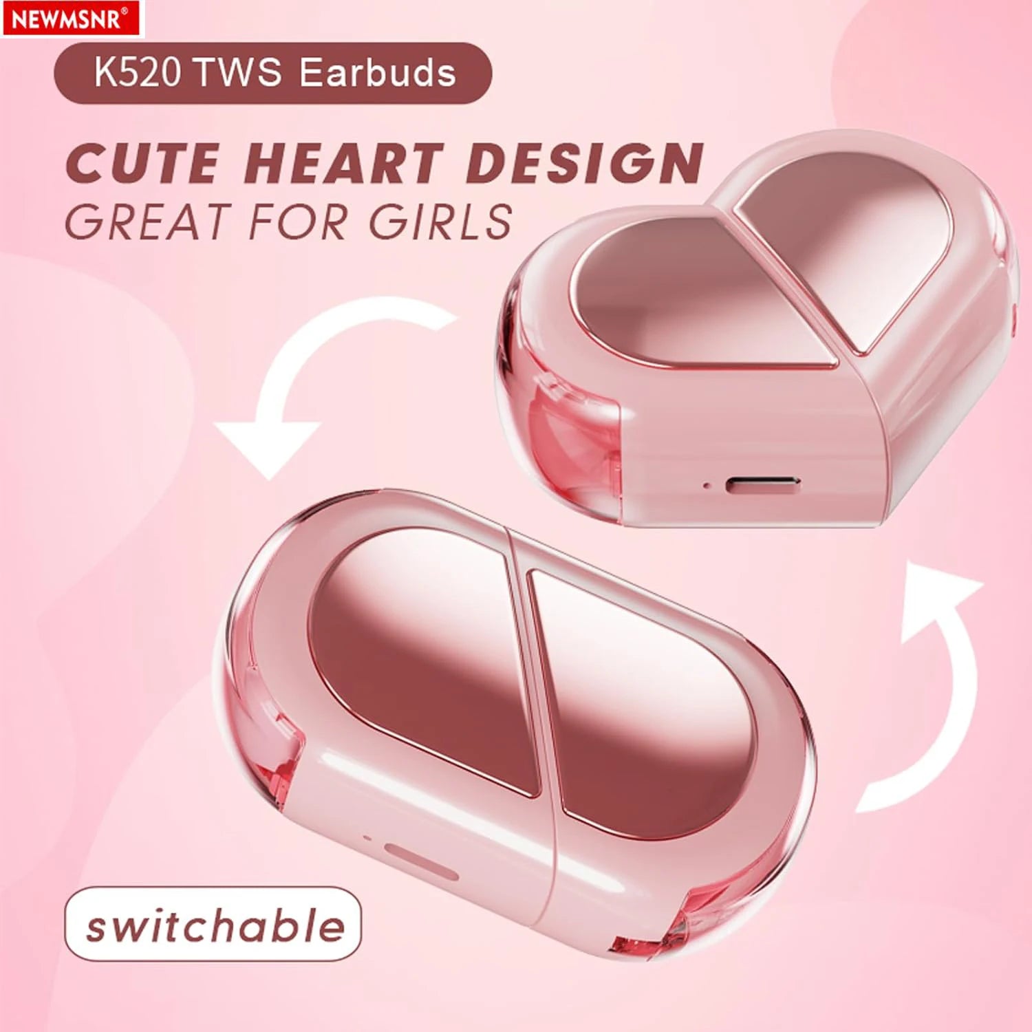 Heart-shaped Rotatable Wireless Bluetooth