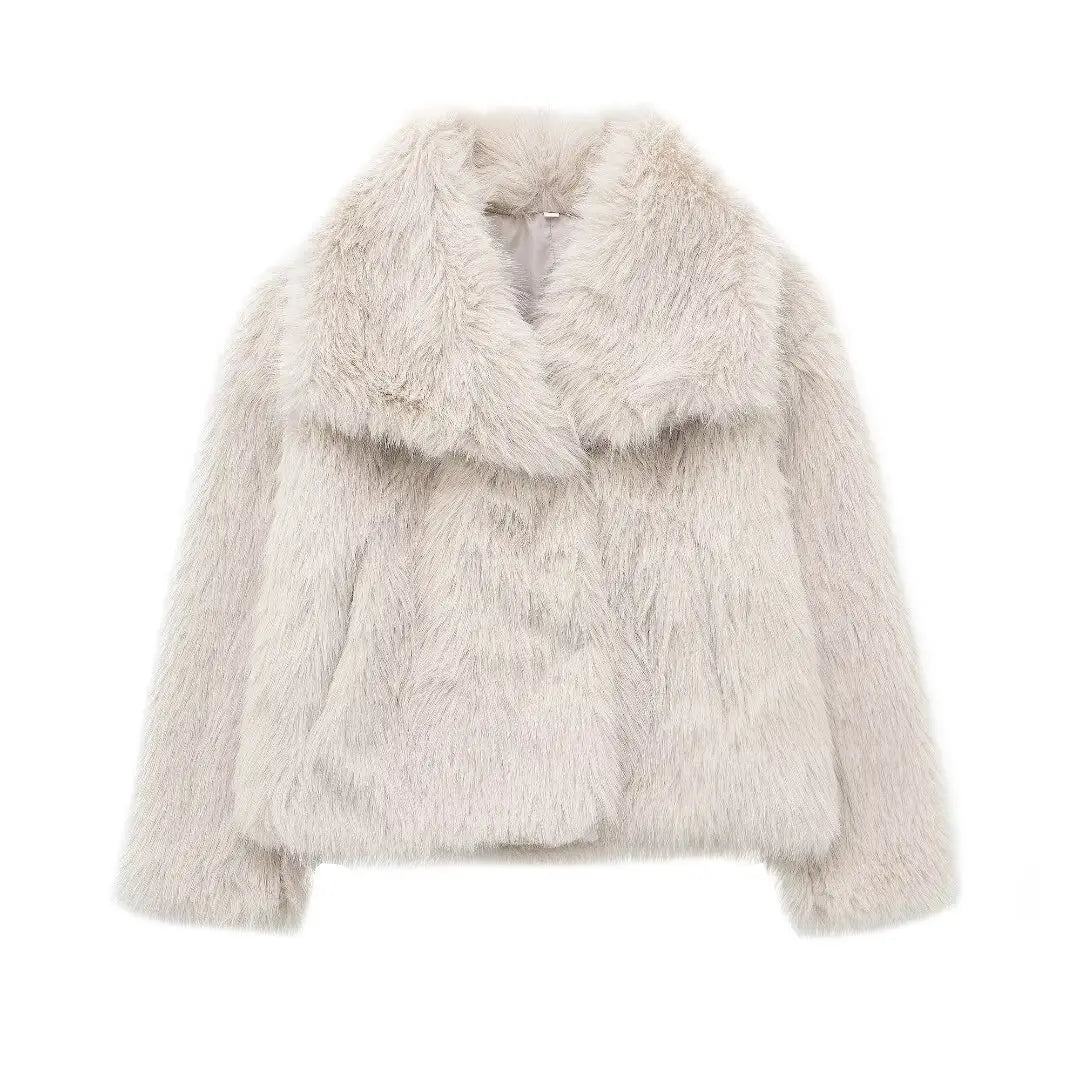 Cropped Faux Fur  Coat