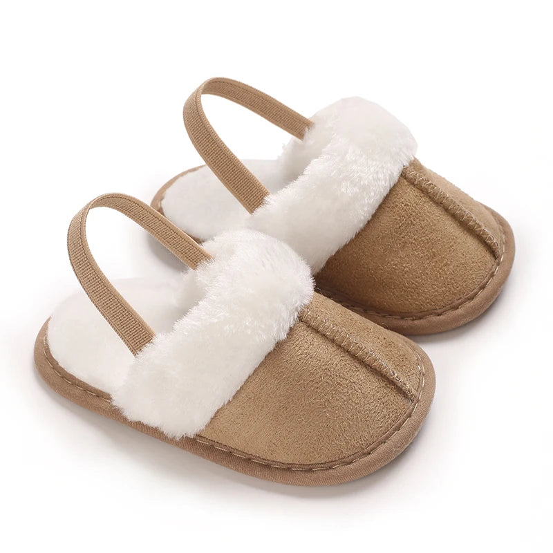 baby cotton slippers with plush insulation