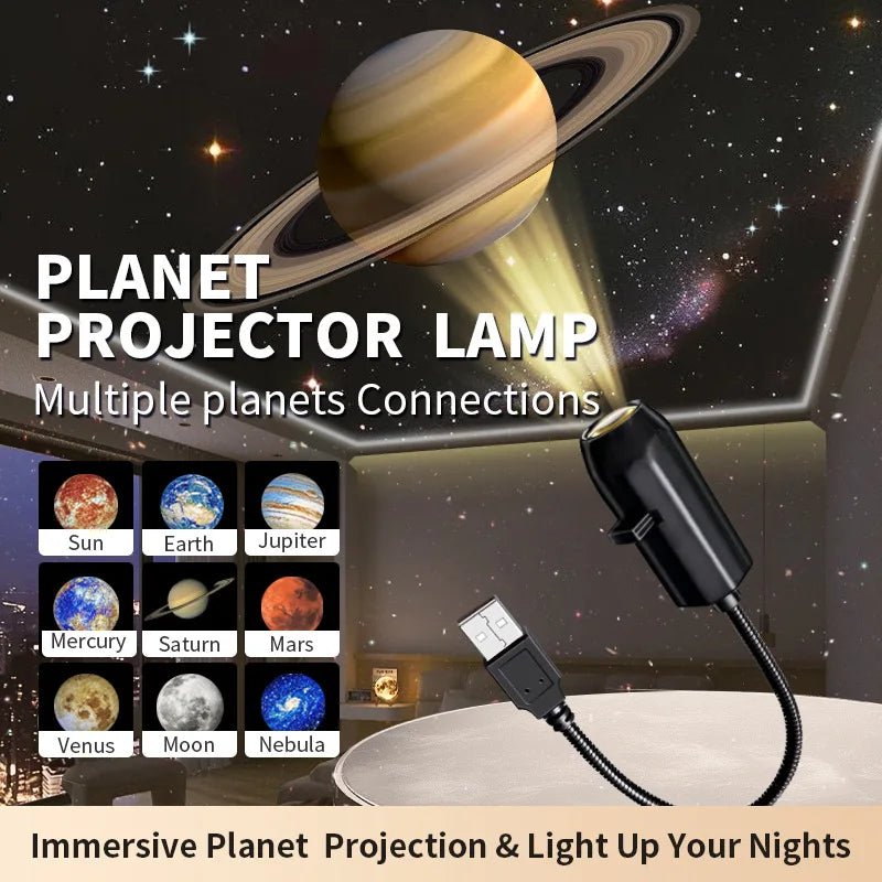 Rotating Rechargeable Moon Star Projector Lamp