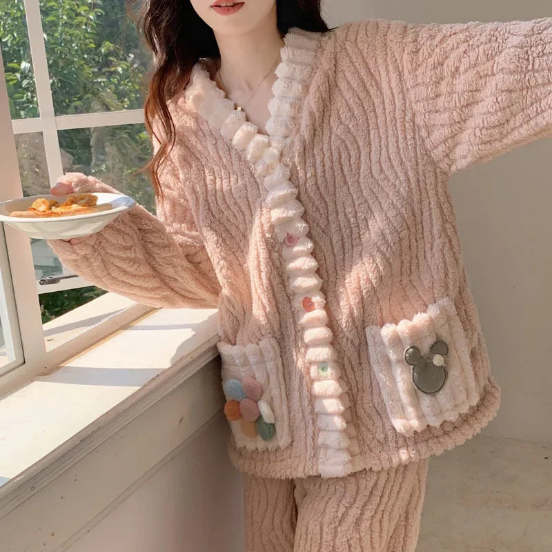Thickened Warm Flannel Women pajamas
