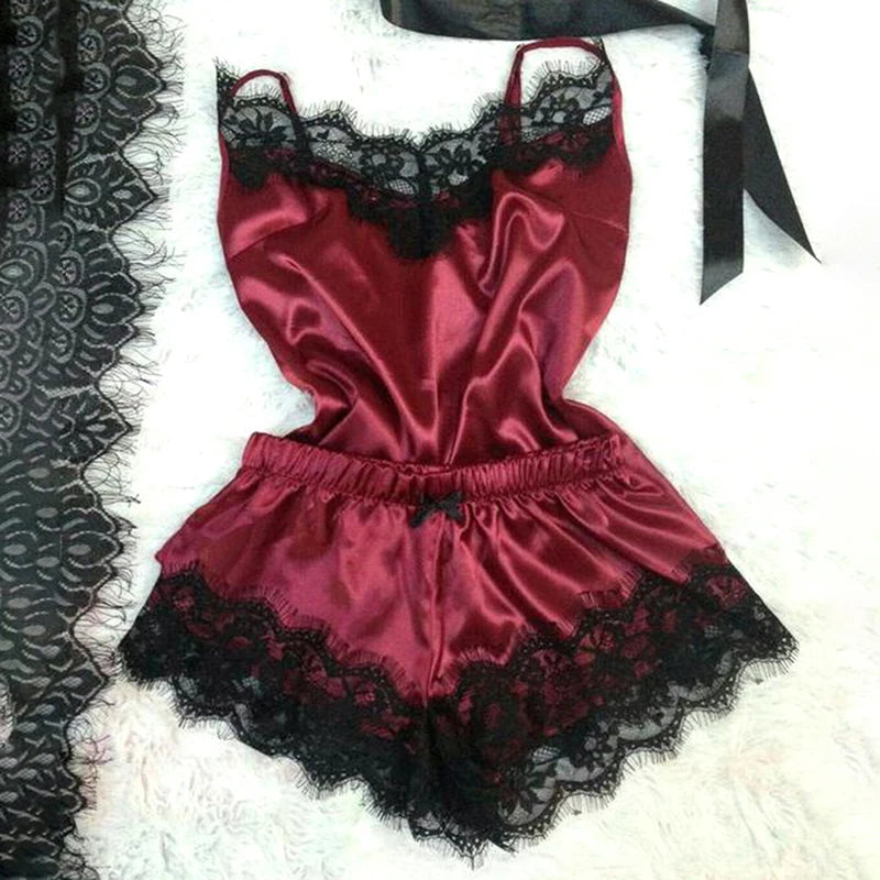 Sexy Lace Satin Nightwear