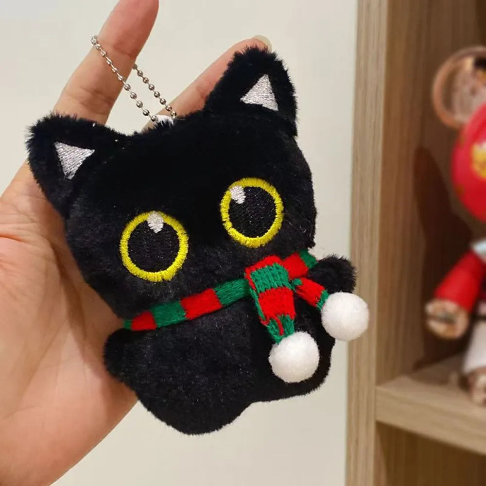Cute Black Cat Plush Toy with Keychain