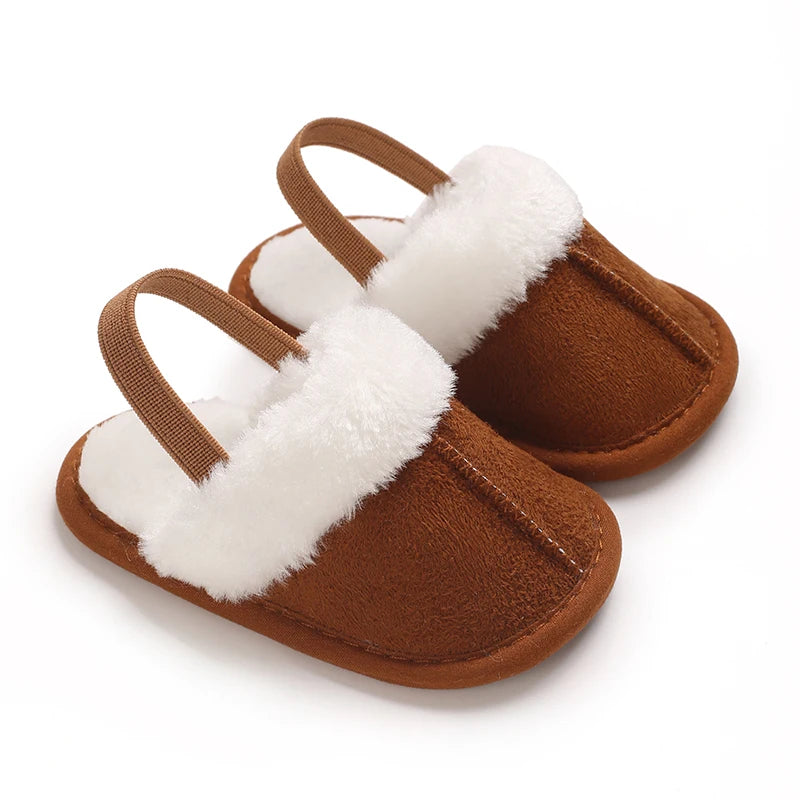 baby cotton slippers with plush insulation