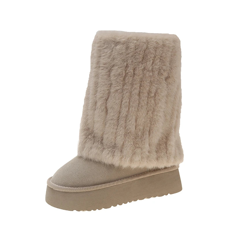 Luxury Furry Faux Winter Snow Boots