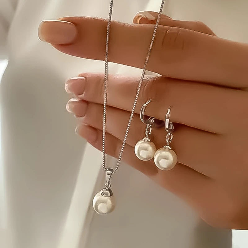 Pearl necklace and earrings