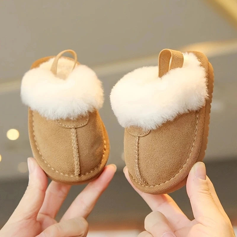 baby cotton slippers with plush insulation