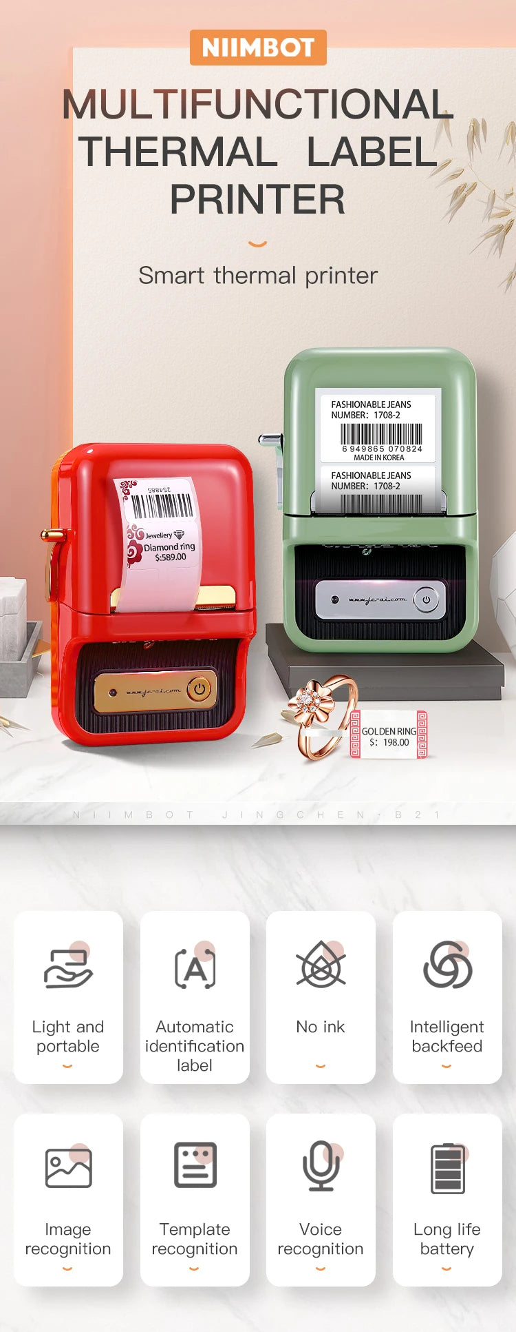 Portable Thermal Label Printer