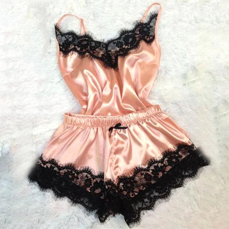 Sexy Lace Satin Nightwear