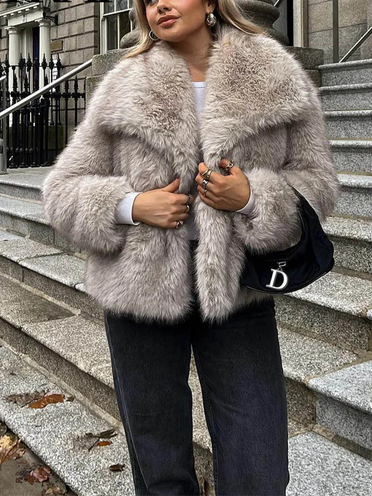 Cropped Faux Fur  Coat