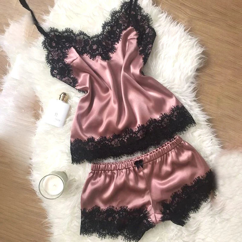 Sexy Lace Satin Nightwear