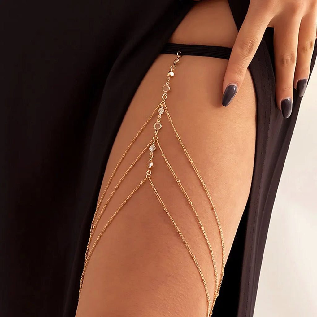 Boho Elastic Band Crystal Thigh Chain