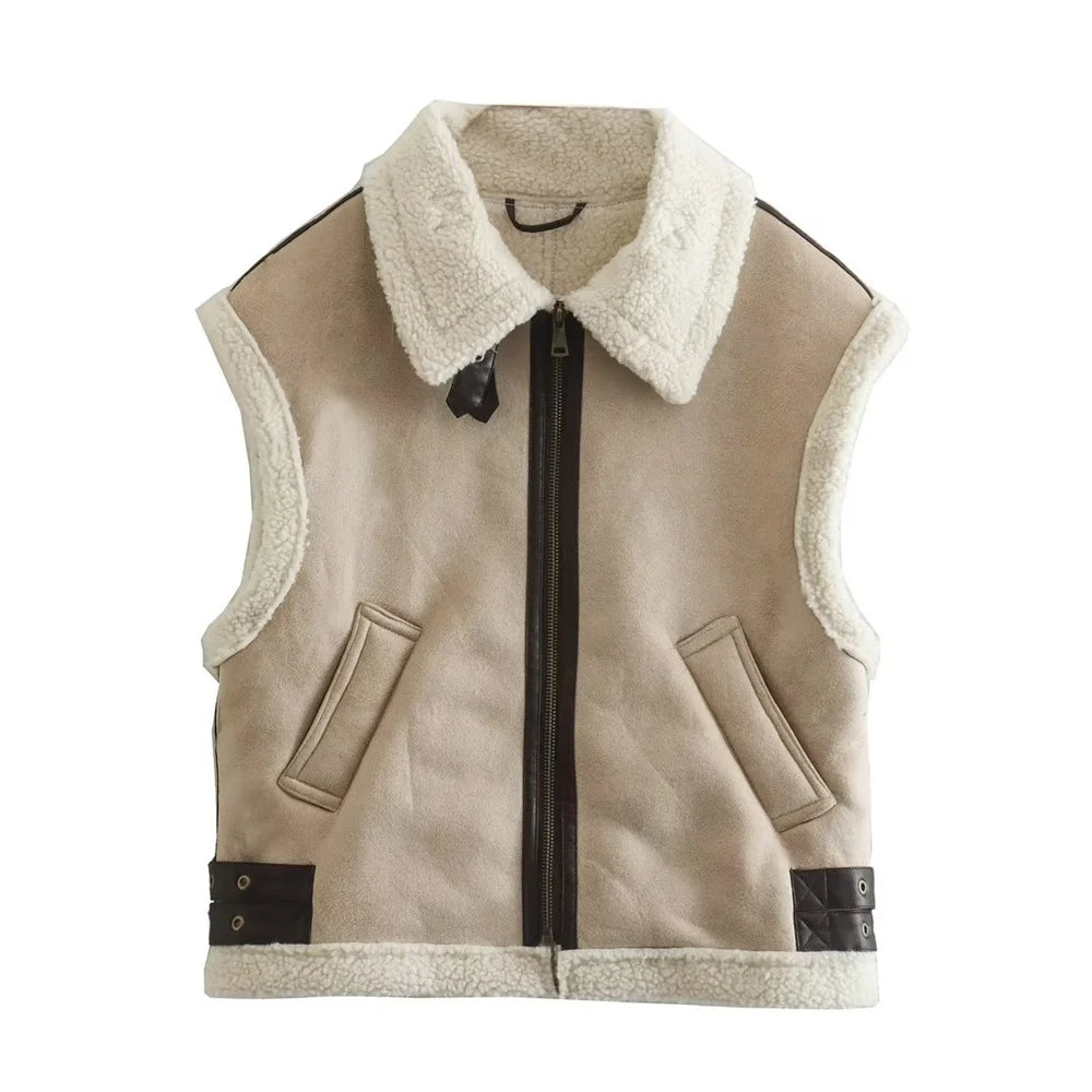 Vest Polo Neck Zipper Casual