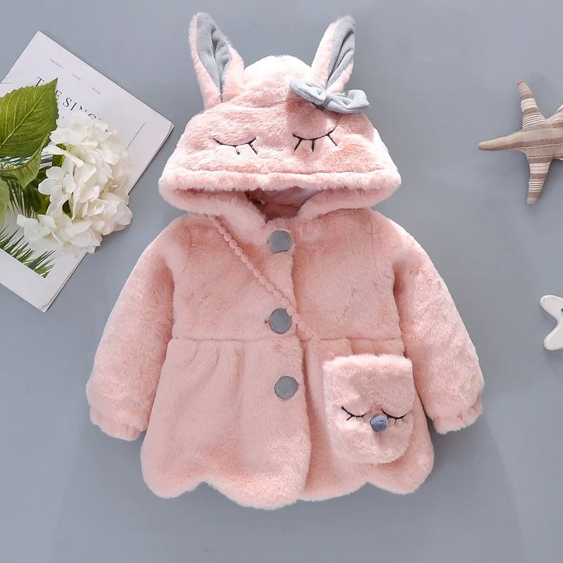 Winter Baby Girl Coat with  Crossbody Bag