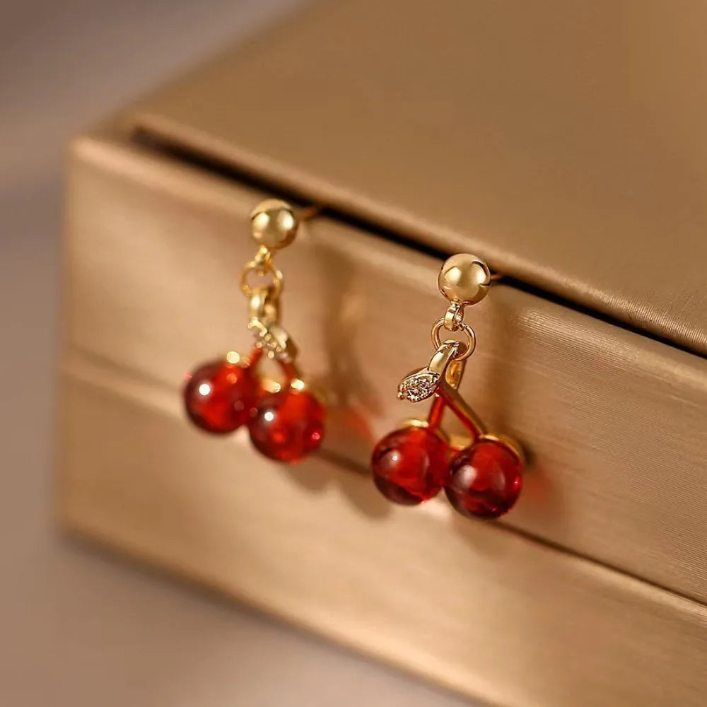 Sweet Red Cherry Pendant earrings