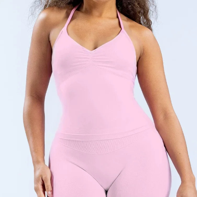 Gym Open Back Top an leggings set