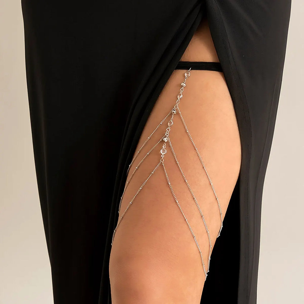 Boho Elastic Band Crystal Thigh Chain