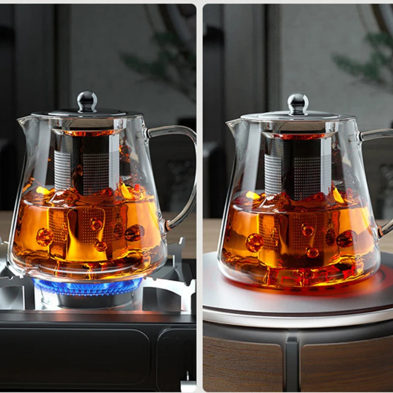 Heat Resistant Glass Teapot with  Tea Strainer Infuser Kettle
