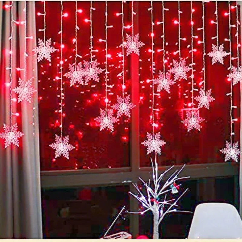LED Snowflake Curtain String Lights