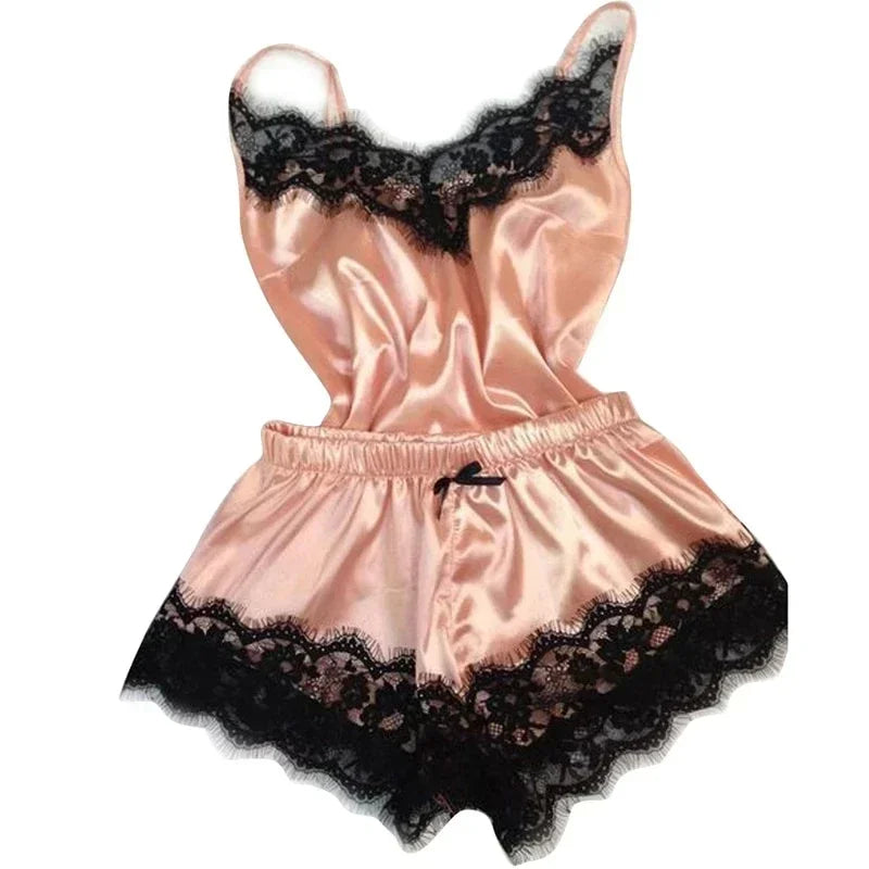 Lace Satin Pajama Set