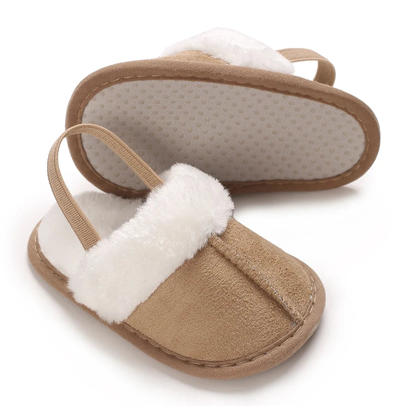 baby cotton slippers with plush insulation