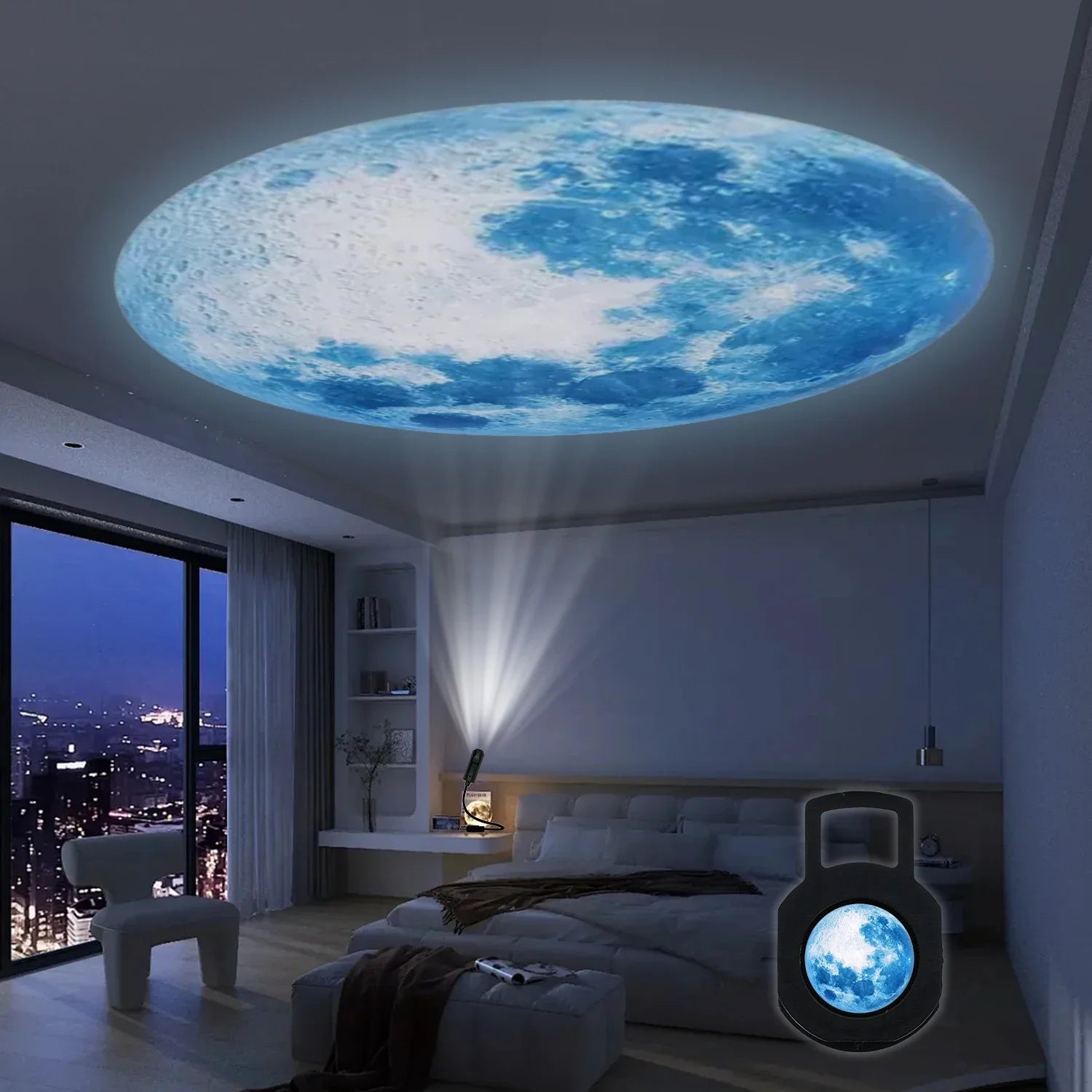 Rotating Rechargeable Moon Star Projector Lamp