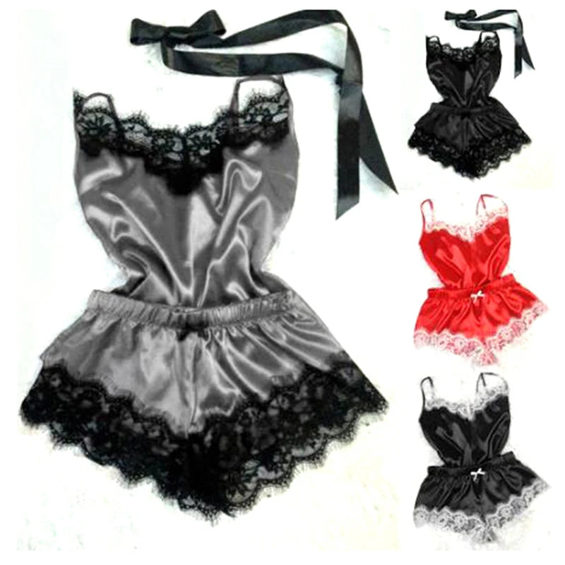 Sexy Lace Satin Nightwear