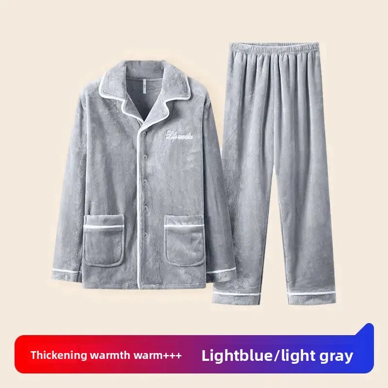 Men's Coral long sleeve Fleece Pajamas