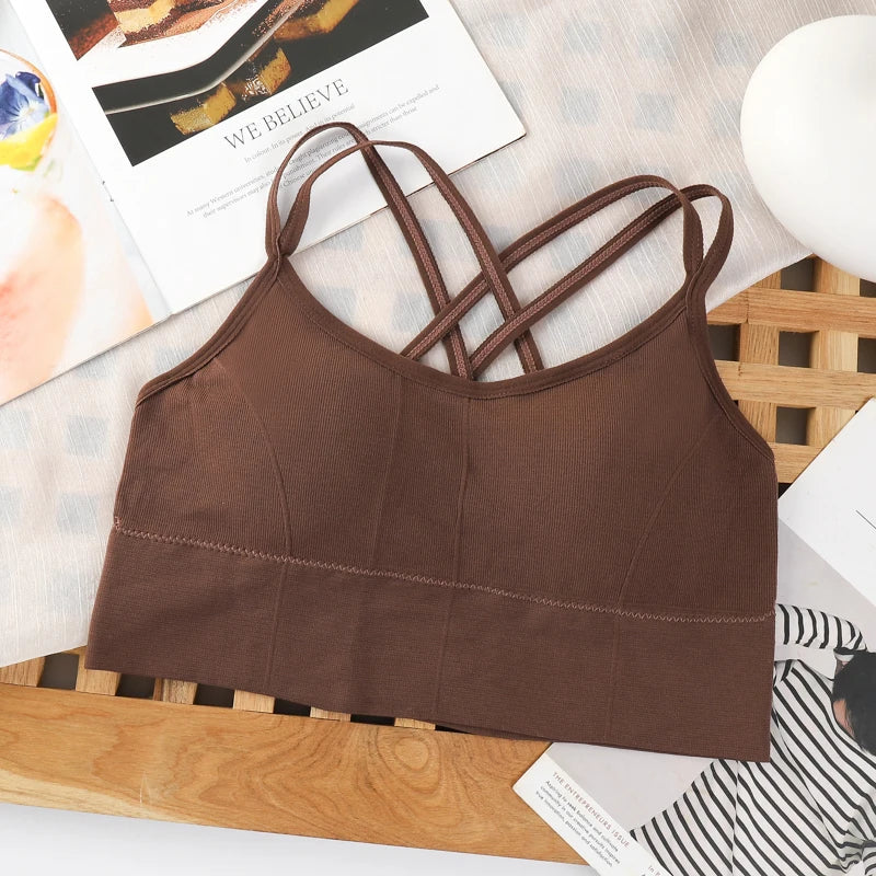 Sexy Women Tops Back Cross Sportswear