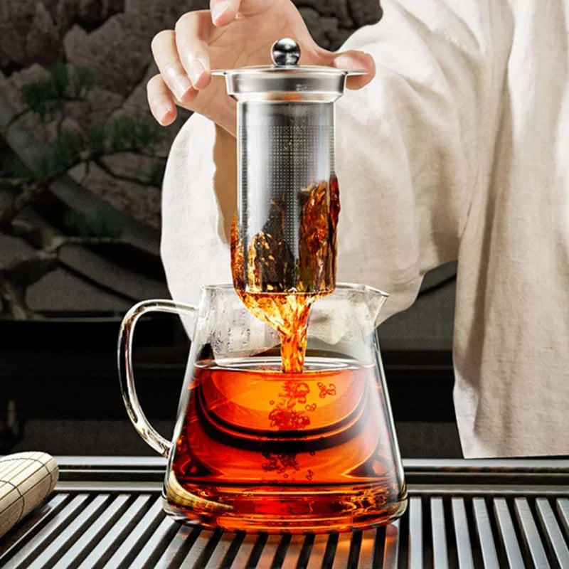 Heat Resistant Glass Teapot with  Tea Strainer Infuser Kettle