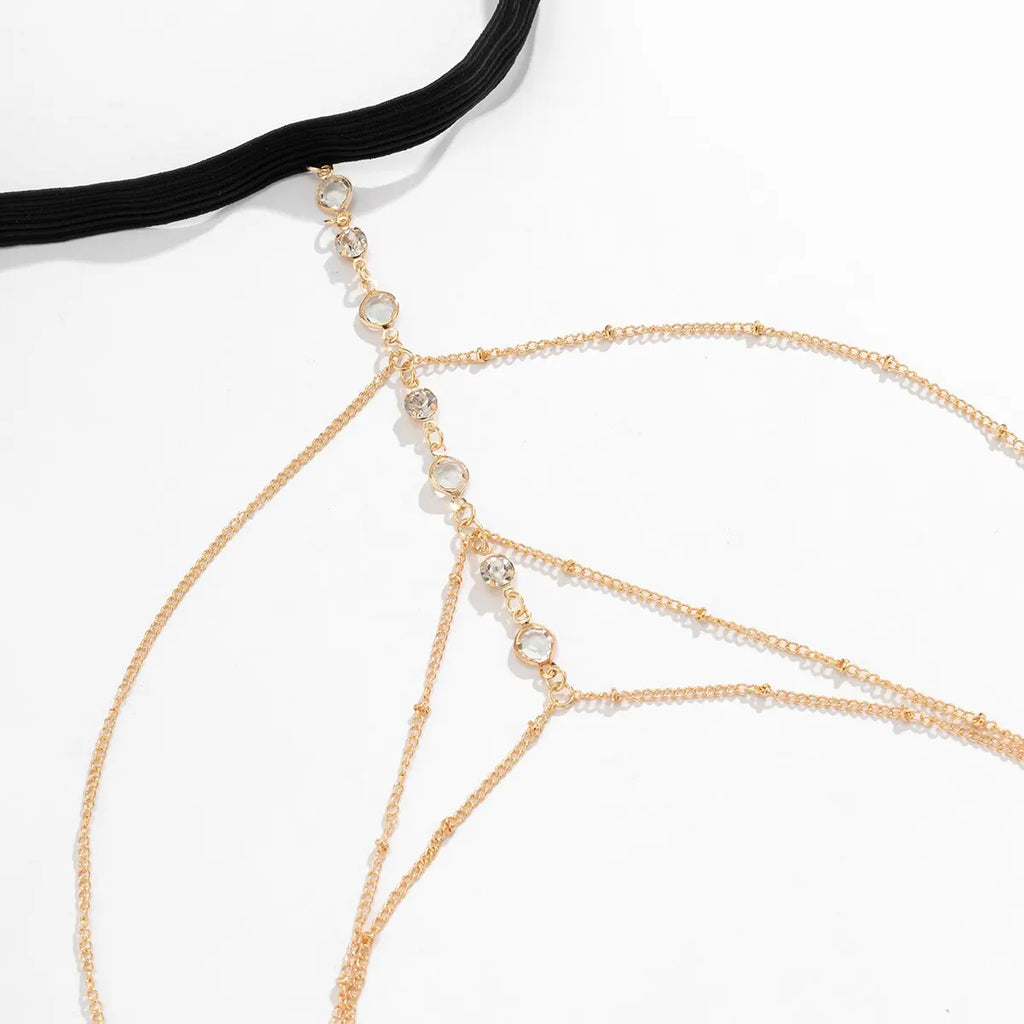 Boho Elastic Band Crystal Thigh Chain