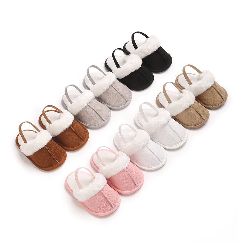 baby cotton slippers with plush insulation