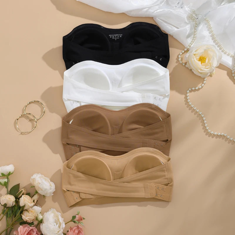 1Pc/3Pcs/Pack Removable Padded Soft Ice Silk Traceless Brasseries